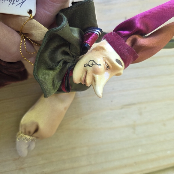 Elegant Jester Doll with Burgundy and Olive Accents - Picture 4 of 10